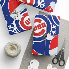 MLB Wrapping Paper, Chicago Cubs Gift Wrap, Baseball Team Holiday