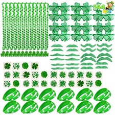 144 PCS St. Patrick's Day Party Favor Accessories with 12 Green Shamrock Eyeglas