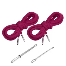 2pcs 51 Inch Replacement Drawstring Cords with Threaders, Rose Red