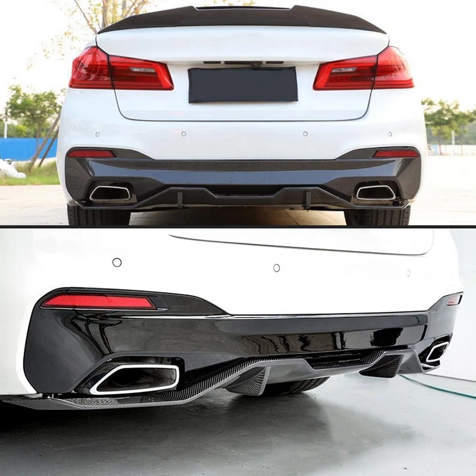 Carbon Fiber Style Rear Bumper Diffuser For 2017-2022 BMW G30 540i M Performance - Image 2 of 4