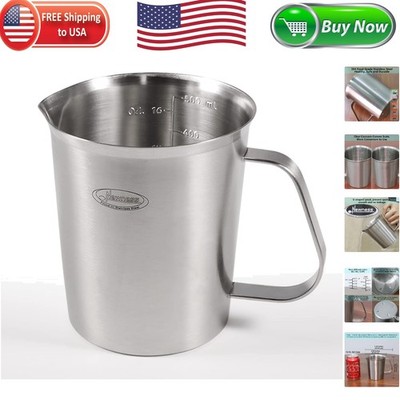 Durable Upgraded 16 Oz Stainless Steel Measuring Cup with 3 Measurement Scales