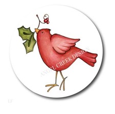  30 Whimsical Cardinal 1.5" Round Labels Stickers Envelope Seals Favors Seals