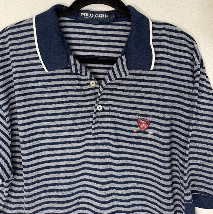 Polo Golf  Ralph Lauren Shirt Mens  XL Blue Stiped Logo Short Sleeve Lightweight thumbnail 2