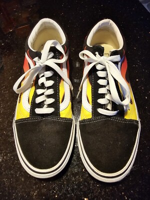 Vans Old Skool Flame Mens Size 6 Black Athletic Casual Shoes Sneakers 500714