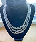 VINTAGE CLEAR AURORA BOUREALLIS TRIPLE STRAND NECKLACE — photo 1