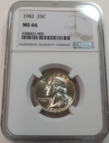 1942 Washington 25c Quarter NGC MS66 #6588431-003