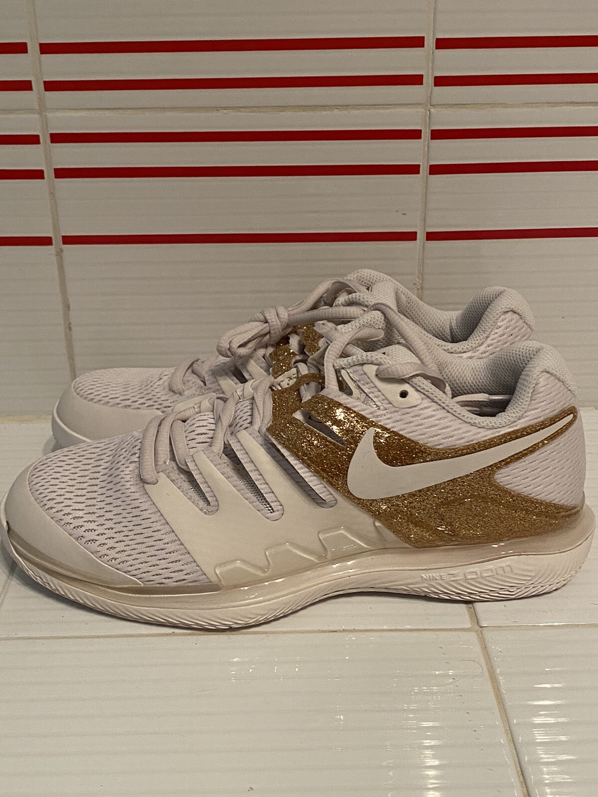 womens white and gold nikes
