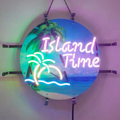 Island Time Neon Sign Light Home Bar Pub Man Cave Store Wall Decor Neon Bar Sign