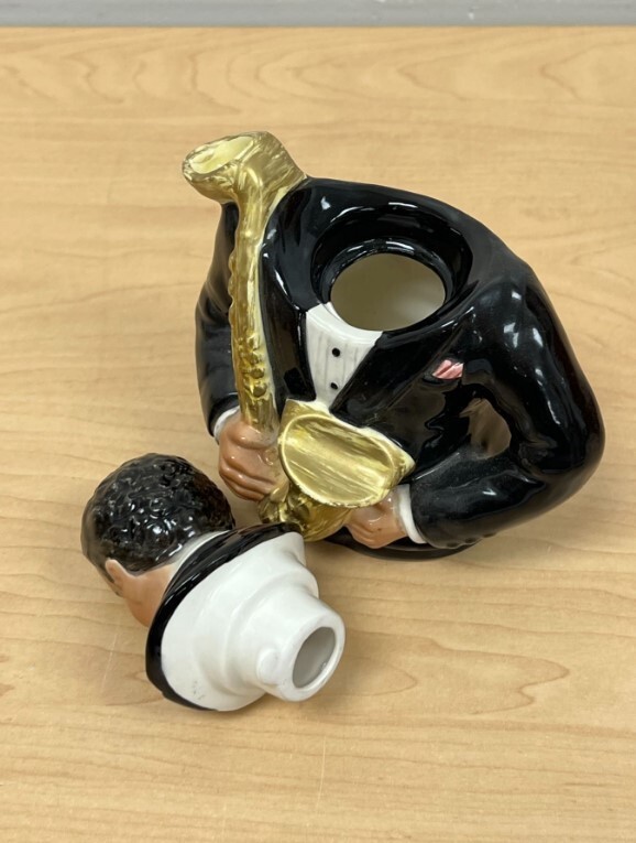 Fitz & Floyd Saxophone Musician Teapot Omnibus Sri Lanka 6x4 RARE