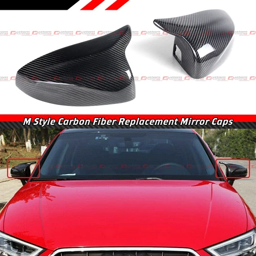 M STYLE CARBON FIBER REPLACEMENT MIRROR CAPS FOR 14-20 AUDI A3 S3 W/ LANE ASSIST