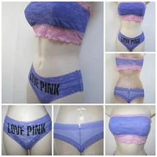 NWT VICTORIA'S SECRET 2 PCS LACE BANDEAU  BRALETTE SET COLOR PURPLE SIZE(M-/XS)