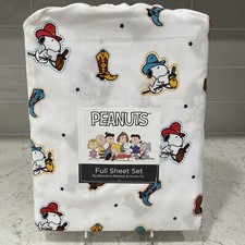 COWBOY Snoopy FULL Sheet Set Berkshire Sheets Snoopy Western Boots Stick Horse