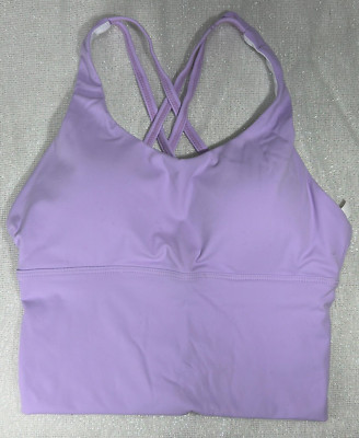 NVGTN Purple Padded Stretch Crisscross Back Matrix Sports Bra Womens Size XS