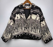 Tapestry Blazer Art To Wear African Safari Giraffe Silver Stream Cotton One Size