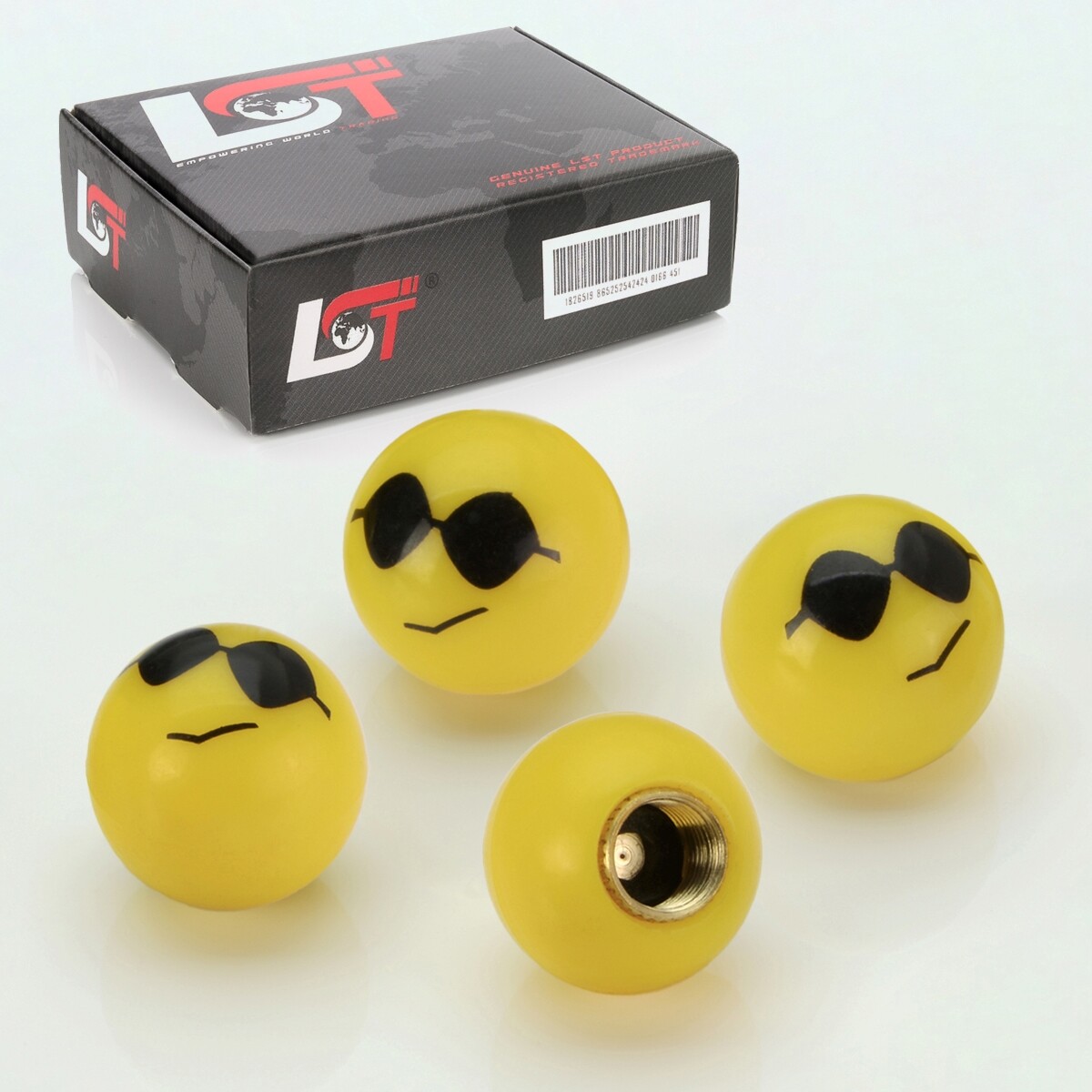 4x Valve Caps Tyre Valve Cover Ball Smiley Sunglasses for VW Lupo