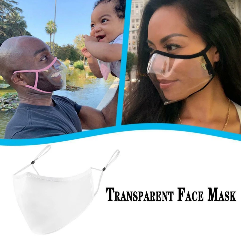 Reusable Face Mask With Visible Transparent Clear Window See Through Shield