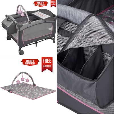 pink and grey playpen