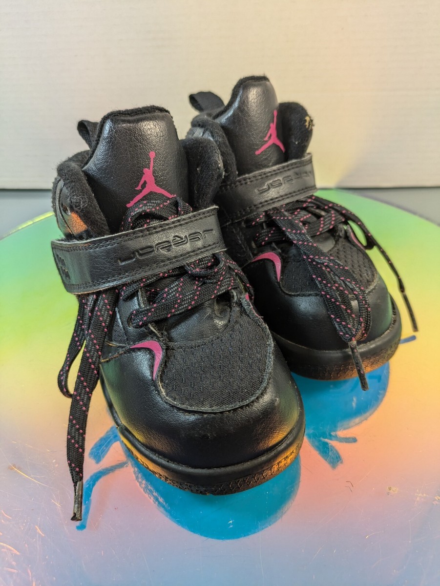 black and pink infant jordans