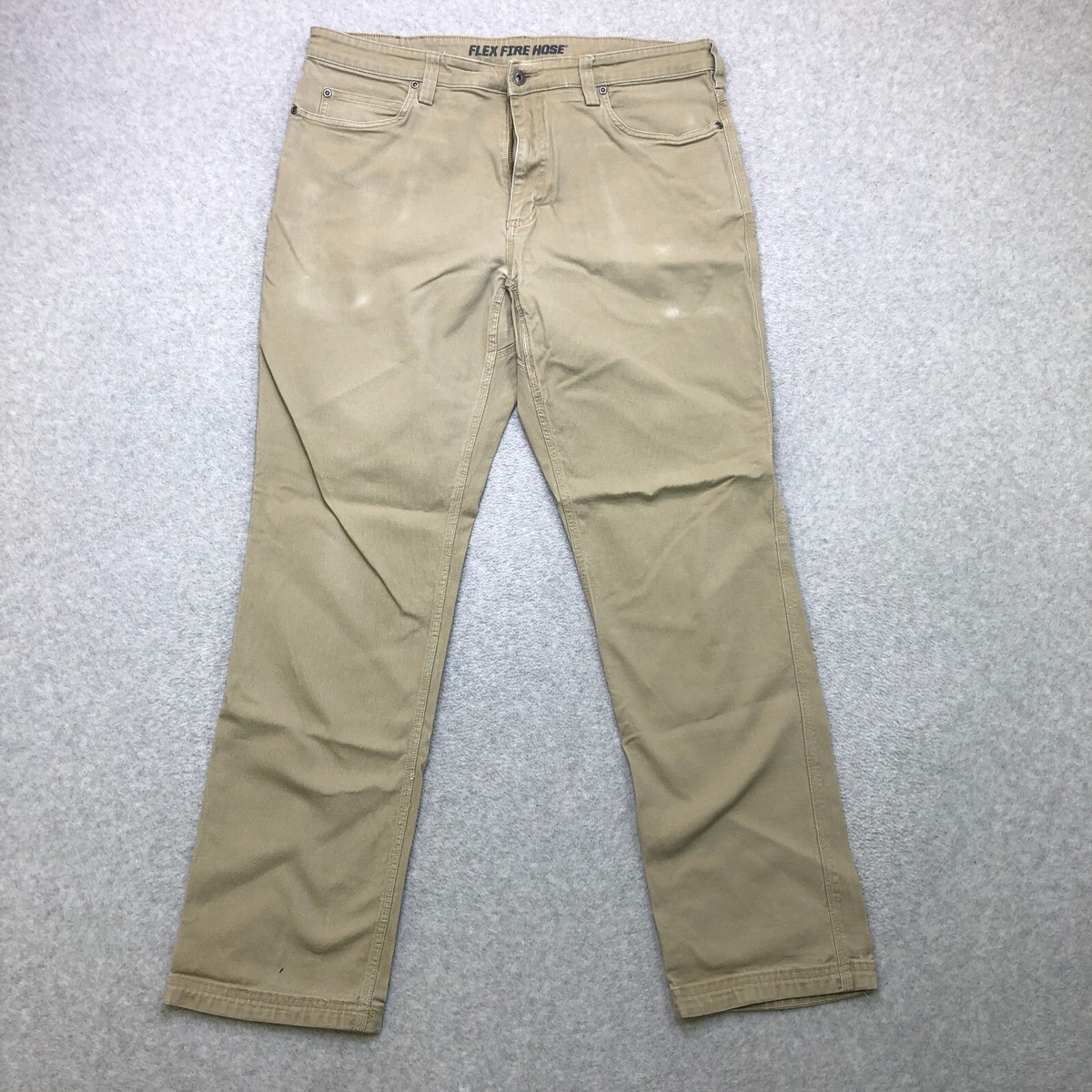 Duluth Trading Co Pants Men's 36x32 Beige Slim Fit Cargo Pocket Flex Fire  Hose