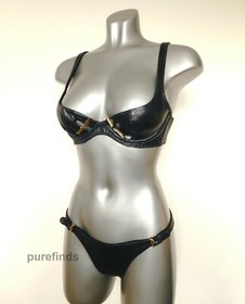 AGENT PROVOCATEUR SOIREE MARCELLA LEATHER BRA 32C & THONG SIZE 2 NWT RRP &pound;620