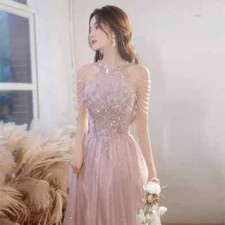 Bridesmaid Pink Evening Dress Lady sequined Party Prom Homecoming Girl