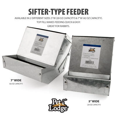 PET LODGE Sifter-Type Rabbit Feeder Mesh Bottom Lid - 20 Oz or 42 Oz Available NEW