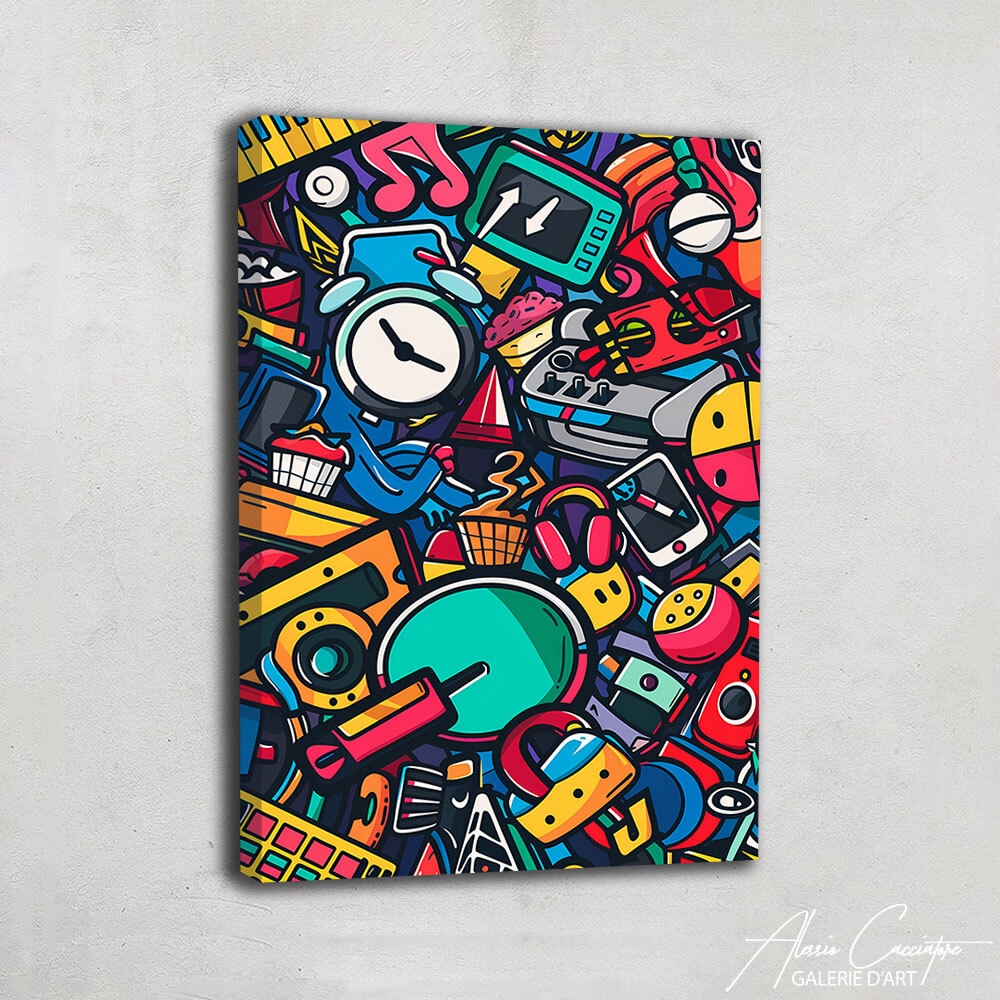 Doodle Art Print - Canvas Wall Art Pop Art Painting - Colorful