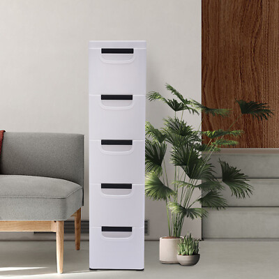 Vertical Tall Dresser Storage Tower With 5 Drawers Fabric Organizer Wardrobe