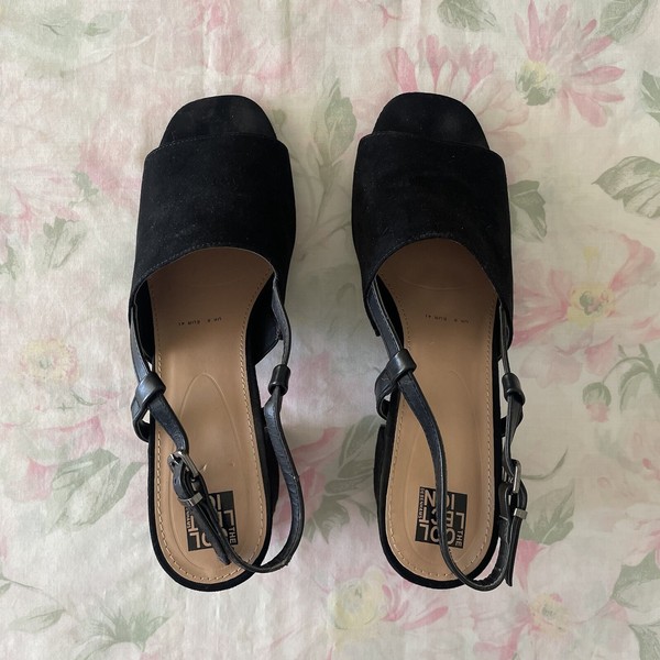 The Collection Debenhams Black Faux Suede Shoes UK 8 Eu 41 Au 10 Block Heel