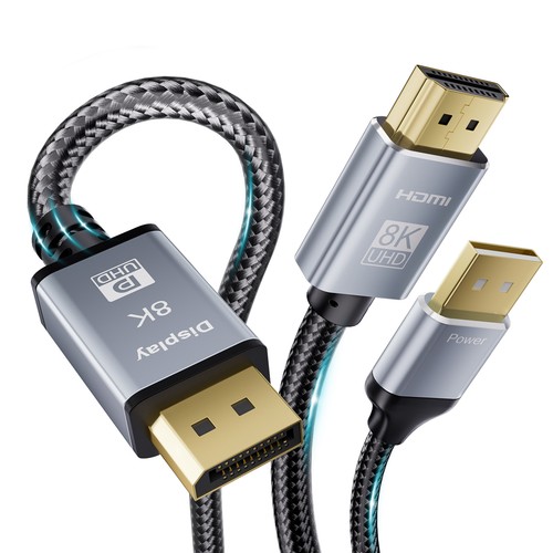 Active 8K HDMI 2.1 to DisplayPort DP 1.4 Cable 2m 4K 120Hz Adapter PS4 Apple TV - Picture 2 of 12