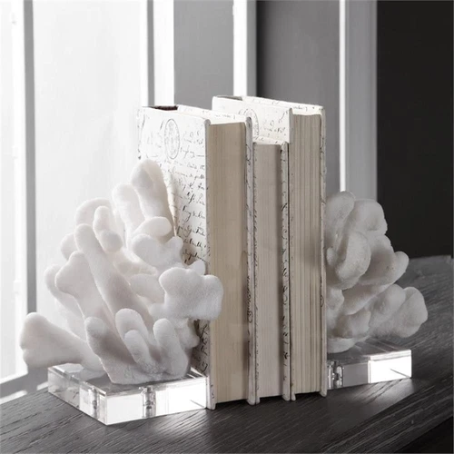 Uttermost Charbel Coastal Resin and Crystal Bookend in White (Set of 2) - Picture 4 of 4