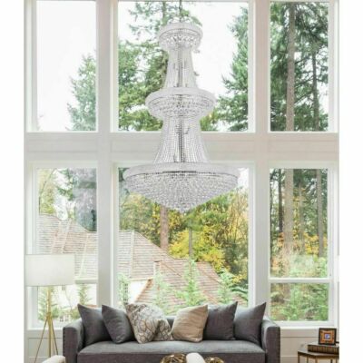 Foyer or Dining Room Chandelier 32 Light Fixture Large K9 Crystal and Chrome 66''