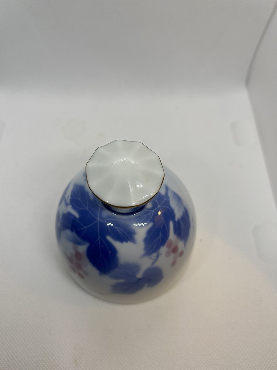 Vintage Blue White Pink Decorative Bell Fukagawa Porcelain Danbury