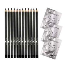 12 pcs Eyeliner Pencil + 3 pair Hydrogel Eye Patch (Black)