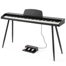 Black 88Keys Semi Weighted Digital Piano Electronic Keyboard w/MIDI,Triple Pedal