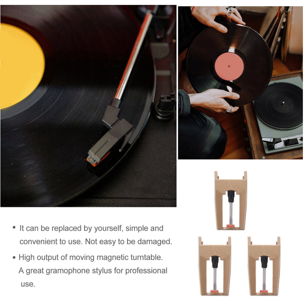 3pcs Vinyl Turntable Needles Replacement Record Needles Aluminum Rod