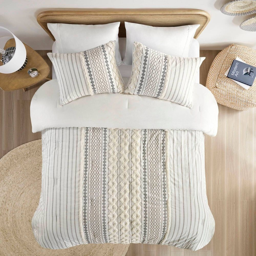 Комплект из 3 хлопковых одеял Full/Queen Imani цвета слоновой кости