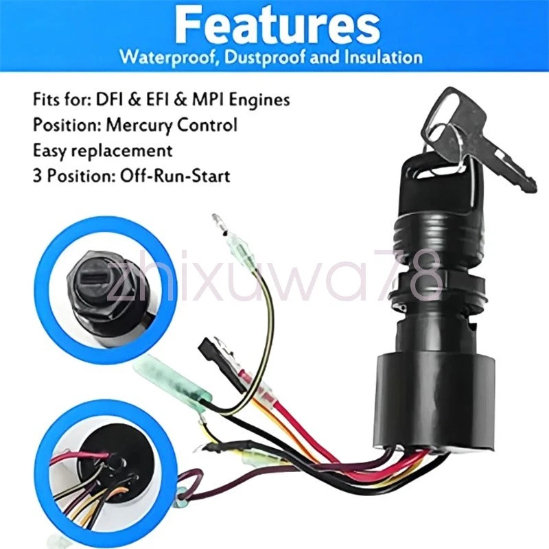 Outboard Motor Ignition Switch Lock Set For Mercury Mariner Control Box Outboard - Image 4 of 4