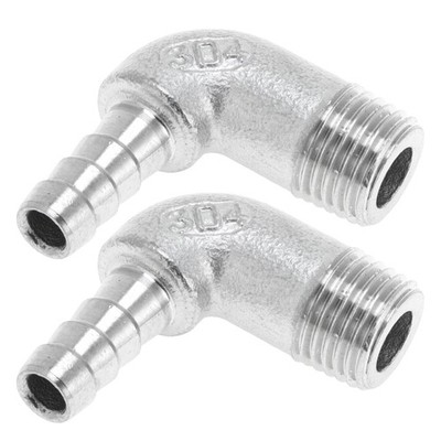 2pcs Beard Air Water Fittings 1/4'' BSPT 5/16'' OD Silver for Car