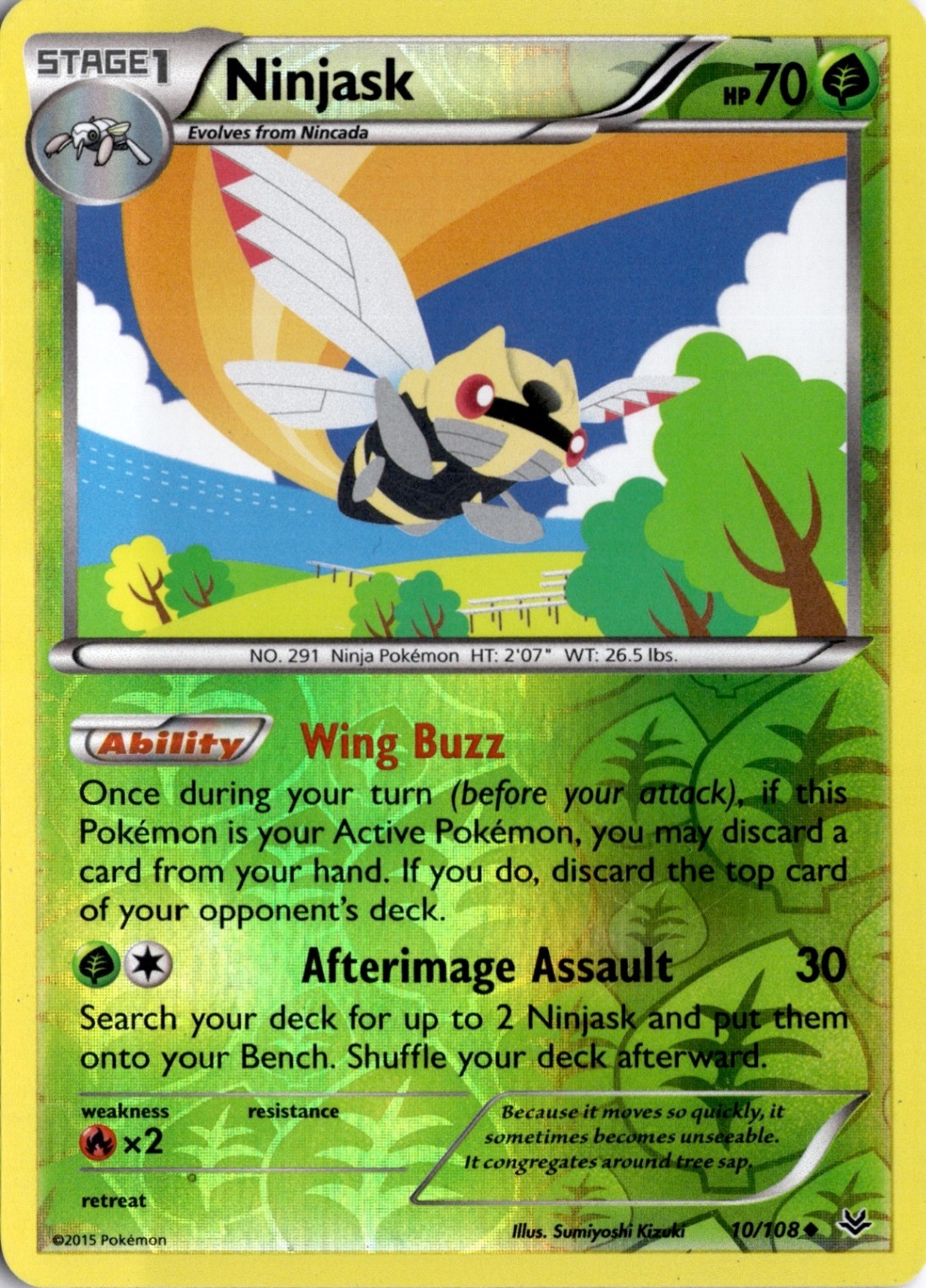 Ninjask 10/108 Reverse Holo XY - Roaring Skies Pokémon Card TCG