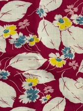 Vintage Flour Sack Fabric Pink & Yellow Floral Pattern 1930s Antique 35” x 43”