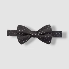 Ryan Seacrest Distinction Men's Black White Silk Fairfax Pindot Pre-Tied Bow Tie