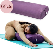 Gaiam round Yoga Bolster Pillow, Soft Meditation Cushion for Yoga, Massage and B