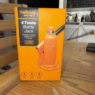 #ad Halfords 4 Tonne Bottle Jack Vehicle Heavy Duty 36cm High 2.7cm Head Diameter GBP 21.00