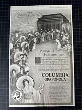 Rare Antique 1917 Columbia Grafonola Phonograph - Madame Butterfly