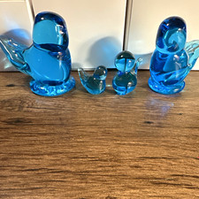 Sunny Day Bluebird Blue Glass Bird Figurines Set Lot Bird Animal Glass