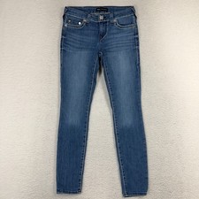 True Religion Halle Mid Rise Super Skinny Jeans Size 27 26.5x27 Dark Blue Wash