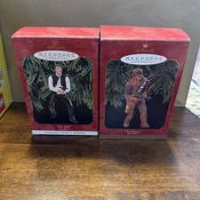 Hallmark Keepsake Star Wars Han Solo and Chewbacca Ornaments 1999