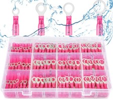 Ring Terminals,200PCS Marine Grade Heat Shrink Ring Connectors-Red Wire Conne...