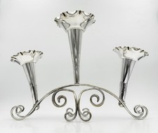 ANTIQUE 3 TRUMPET EPERGNE SILVER PLATE